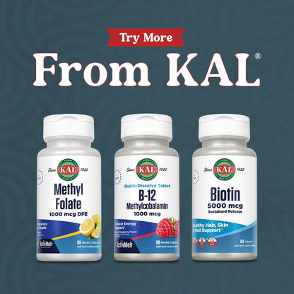 KAL Vitamin B12 Methylcobalamin 1000mcg | Fast-Dissolve ActivMelt