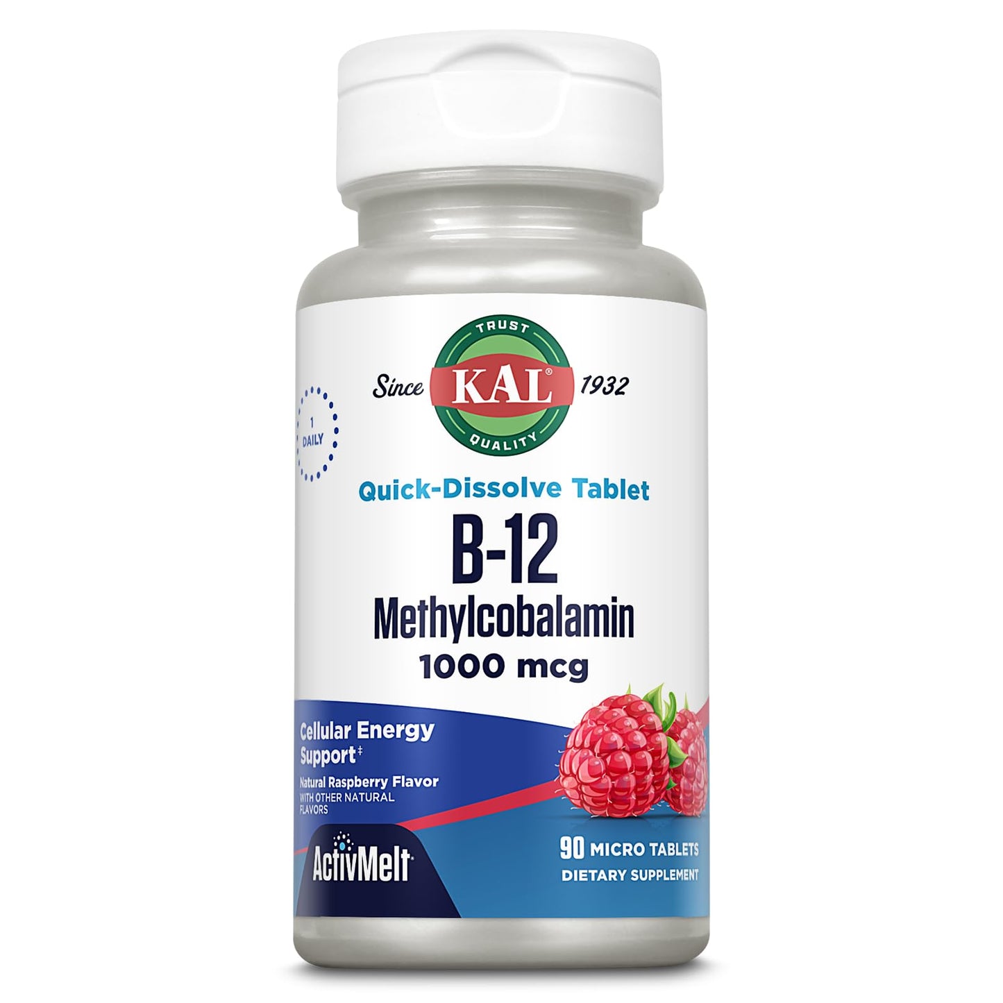 KAL Vitamin B12 Methylcobalamin 1000mcg | Fast-Dissolve ActivMelt