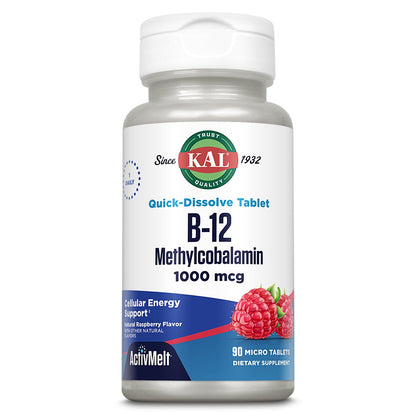 KAL Vitamin B12 Methylcobalamin 1000mcg | Fast-Dissolve ActivMelt