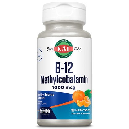 KAL Vitamin B12 Methylcobalamin 1000mcg | ActivMelt, Tangerine Flavor