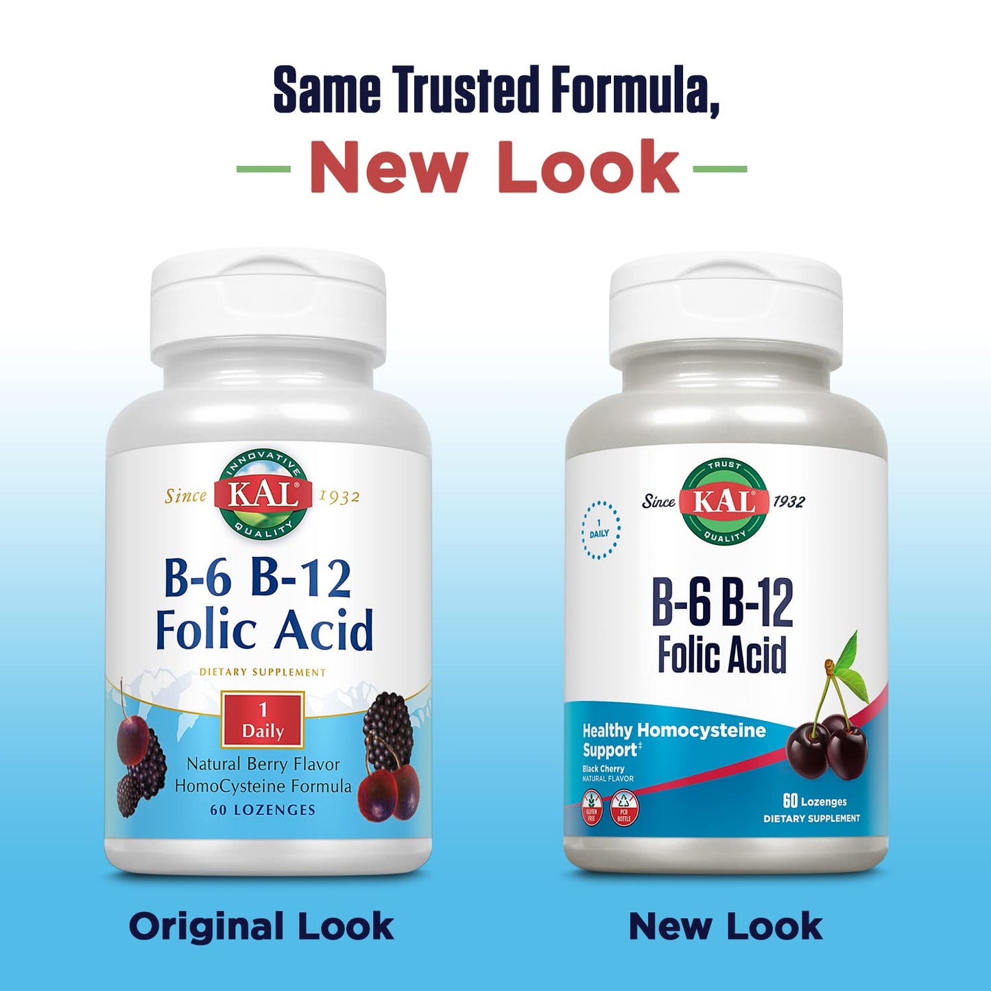 KAL Vitamin B-6 B-12 Folic Acid Supplement – Energy & Heart Support | Gluten Free, Cherry