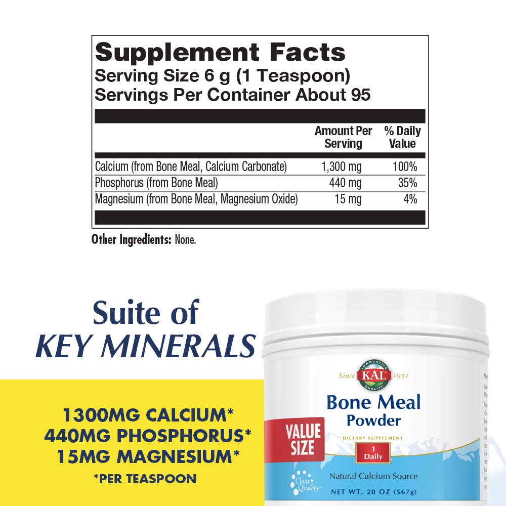 KAL Bone Meal Powder – Sterilized Calcium, Phosphorus & Magnesium (20oz)