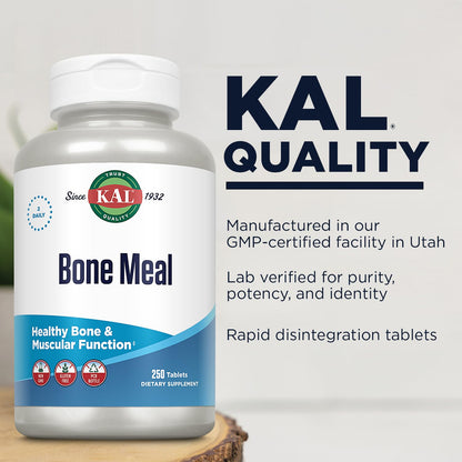 KAL Bone Meal Tablets – Calcium, Magnesium, Vitamin D3 & K | Bone Health Support