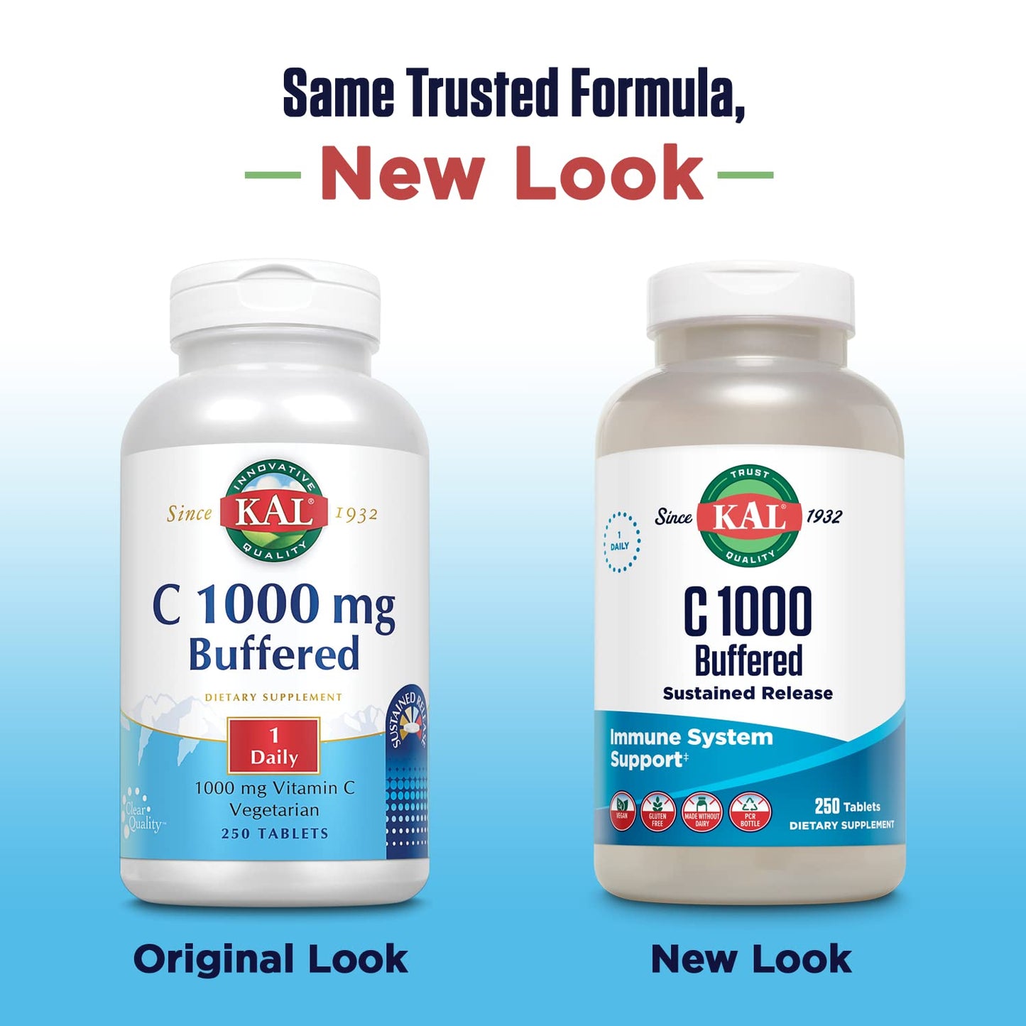 KAL C-1000 Buffered Sustained Release Vitamin C Tablets - 1000 mg, 250 Count