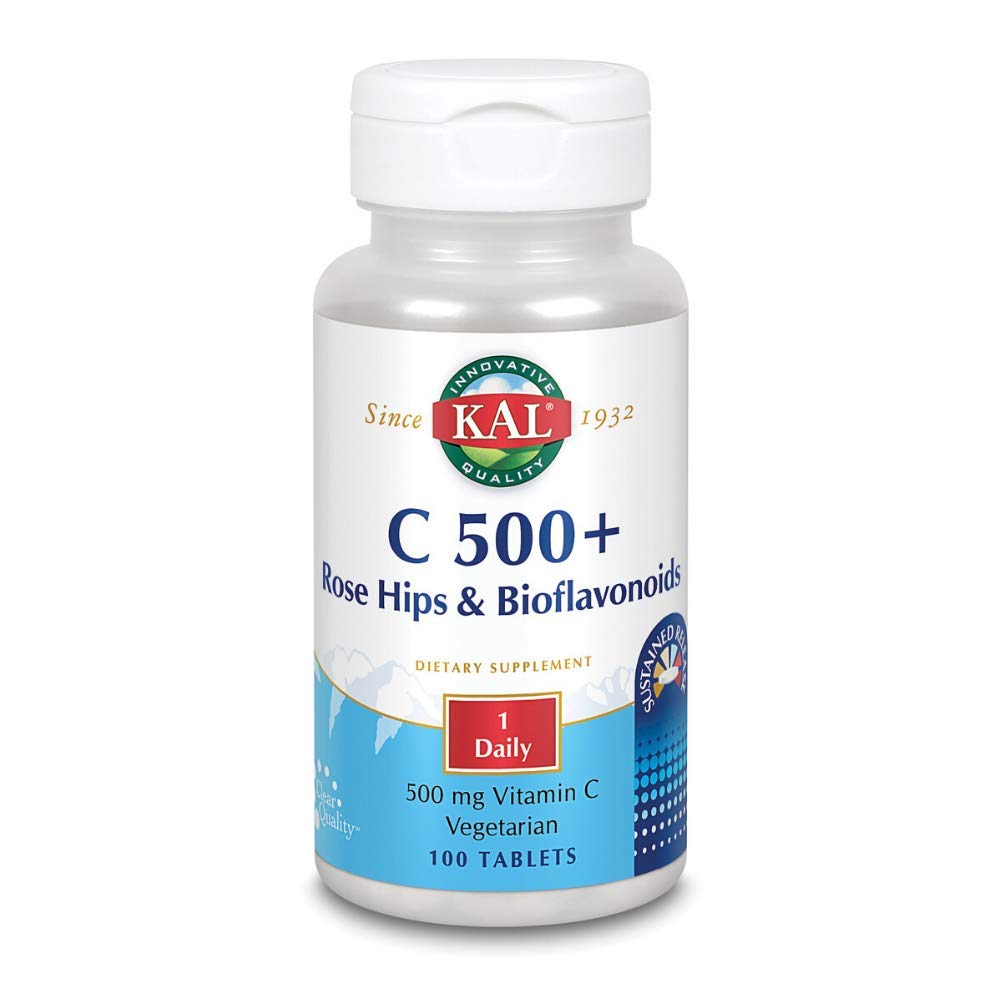 KAL C-500 with RH and Bioflavonoids – Sustained Release Vitamin C 500 mg, 100 Count