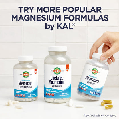 KAL Cal-Citrate+ Calcium Citrate + Vitamin D-3 & Magnesium | 120 Tablets (30 Servings) | Gluten Free