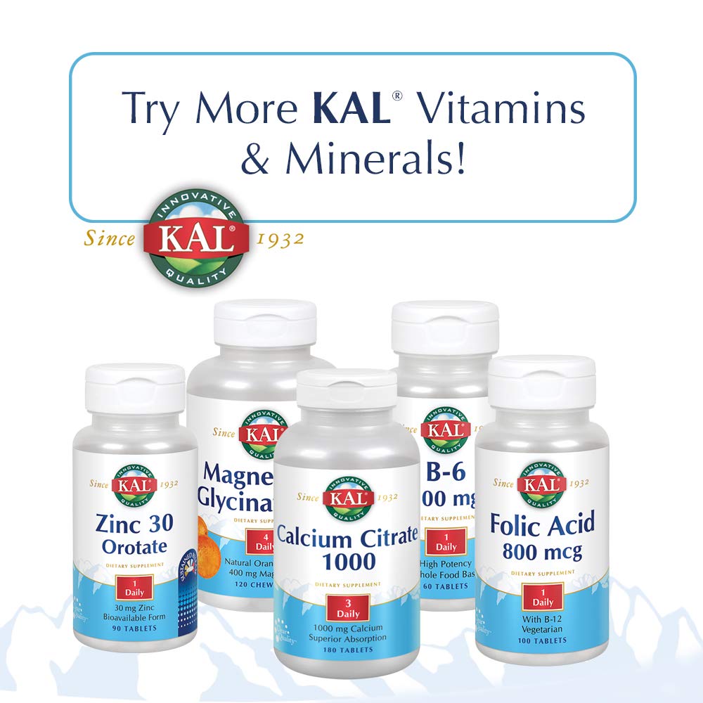 KAL Cal/Mag/Zinc 1000/400/15 mg – Bone, Muscle & Immune Support (100 ct)
