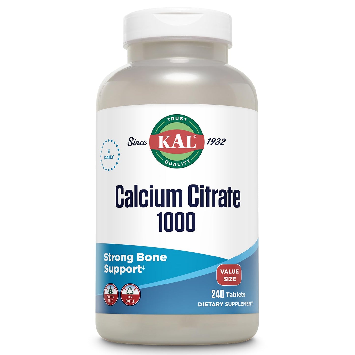 KAL Calcium Citrate 1000mg – Bone Health for Women & Men | Gluten Free