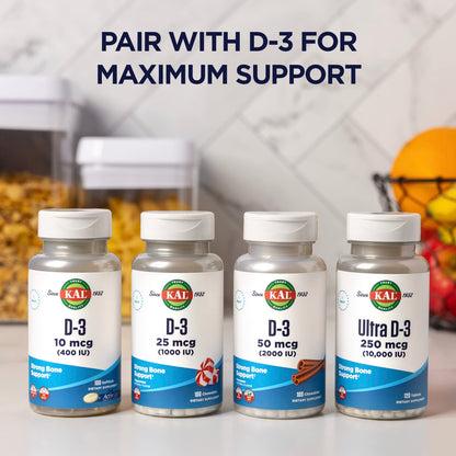 KAL Calcium Citrate 1000mg | 60 Servings | Gluten Free & Lab Verified
