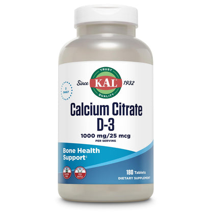 KAL Calcium Citrate with Vitamin D 1000 IU - 1000 mg, 180 Count