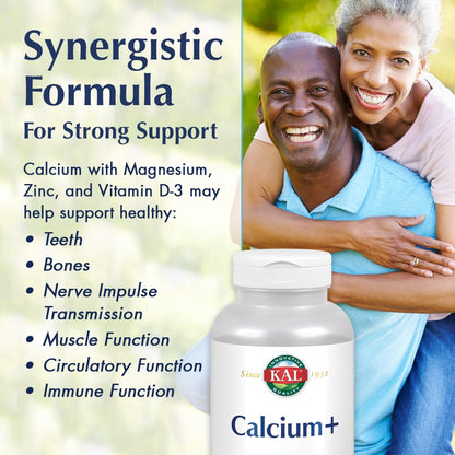 KAL Calcium Plus Tablets 1000 mg - 200 Count | Vegetarian