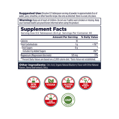 KAL Calming Magnesium Powder – Blueberry Flavor, High Absorption, Vegan, Gluten Free
