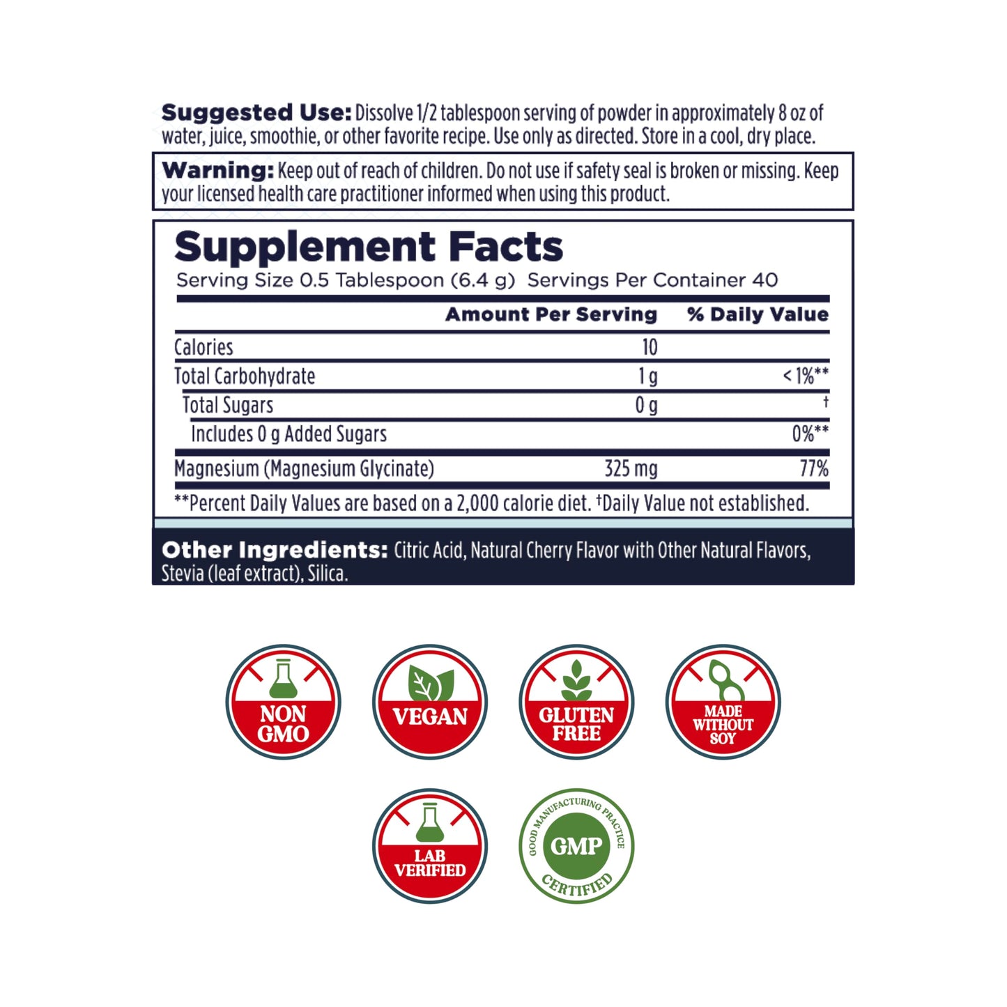 KAL Calming Magnesium Powder - Cherry Flavor, High Absorption