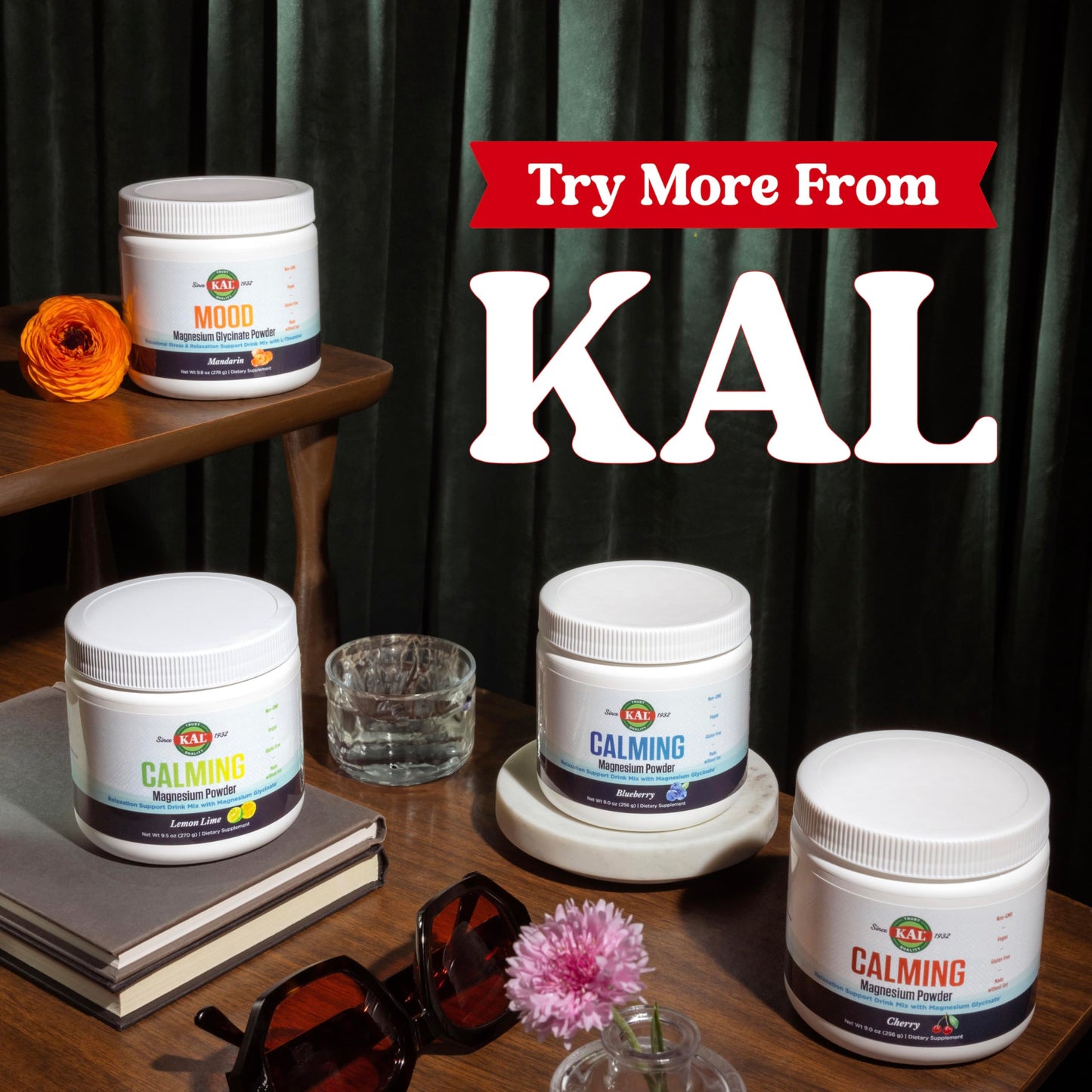 KAL Calming Magnesium Powder - Cherry Flavor, High Absorption