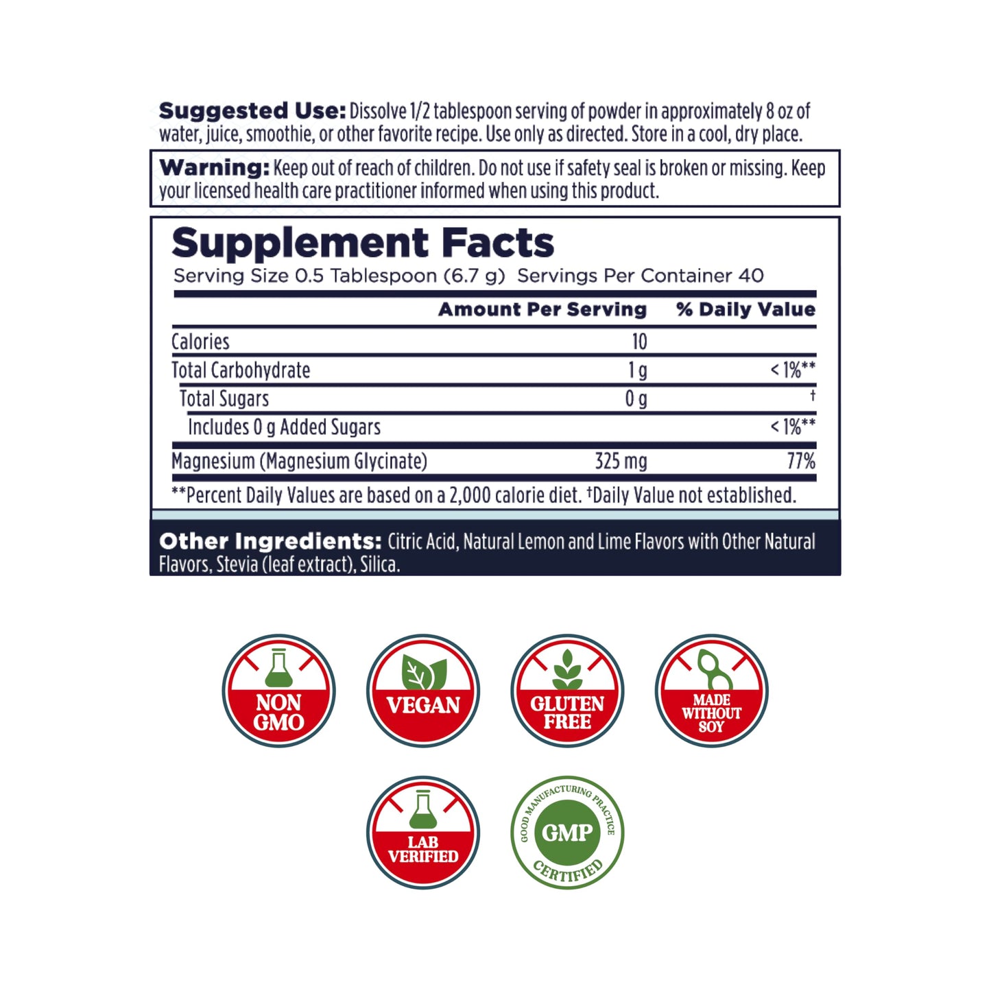 KAL Calming Magnesium Powder - Lemon Lime | High Absorption Magnesium Glycinate, 40 Servings