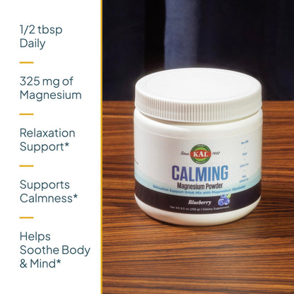 KAL Calming Magnesium Powder – Blueberry Flavor, High Absorption, Vegan, Gluten Free