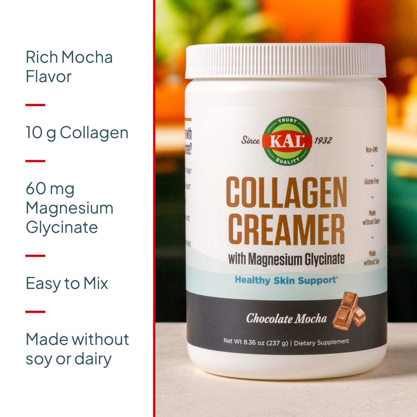 KAL Collagen Creamer Mocha - Keto Dairy-Free Coffee Creamer with Coconut Milk Powder
