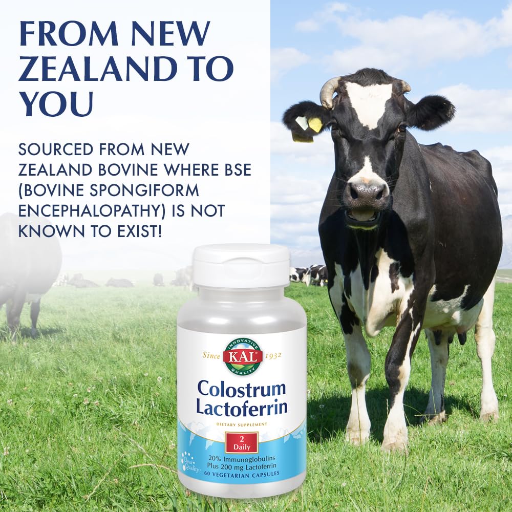 KAL Colostrum Lactoferrin with 20% Immunoglobulins | Immune Support | 30 Servings | 60 Caps