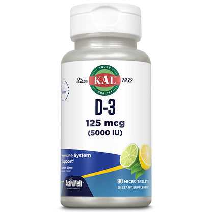 KAL Vitamin D-3 5000 IU ActivMelt - Instant Dissolve, Lemon Lime