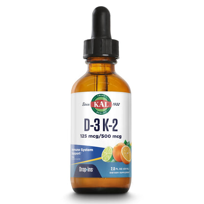 KAL D3 K2 DropIns - Liquid Vitamin D3 + K2 Drops for Bone & Immune Health