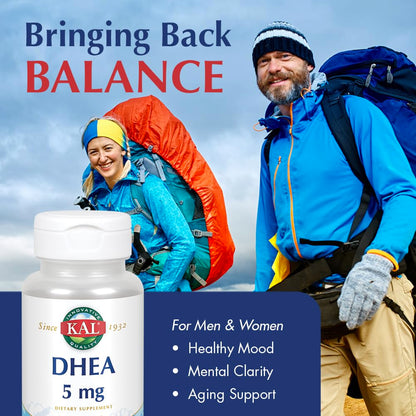 KAL DHEA-5 Tablets 5mg – 60 Count | DHEA Supplement
