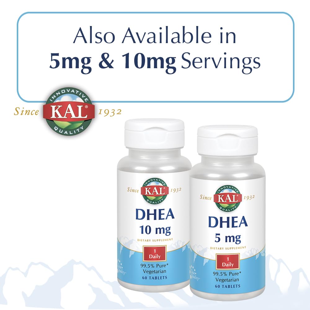 KAL DHEA Vegetarian Tablets 25 mg – 60 Count | Immune & Hormone Support