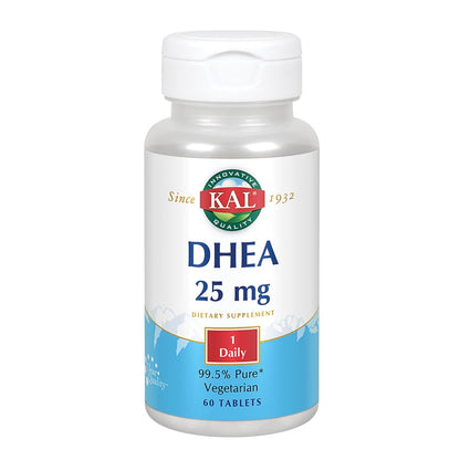 KAL DHEA Vegetarian Tablets 25 mg – 60 Count | Immune & Hormone Support