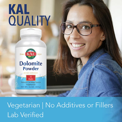 Kal Dolomite Powder, 16 Ounce – Calcium & Magnesium Source (Vegan)