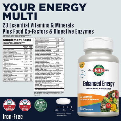 KAL Enhanced Energy Supplements | Whole Food Multivitamin for Women & Men