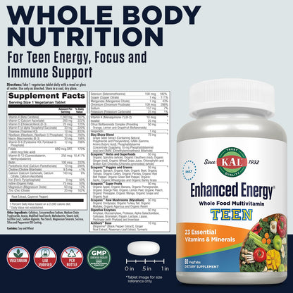 Kal Enhanced Energy for Teens Tablets, 60 Count - Daily Multivitamin