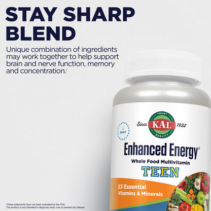 Kal Enhanced Energy for Teens Tablets, 60 Count - Daily Multivitamin