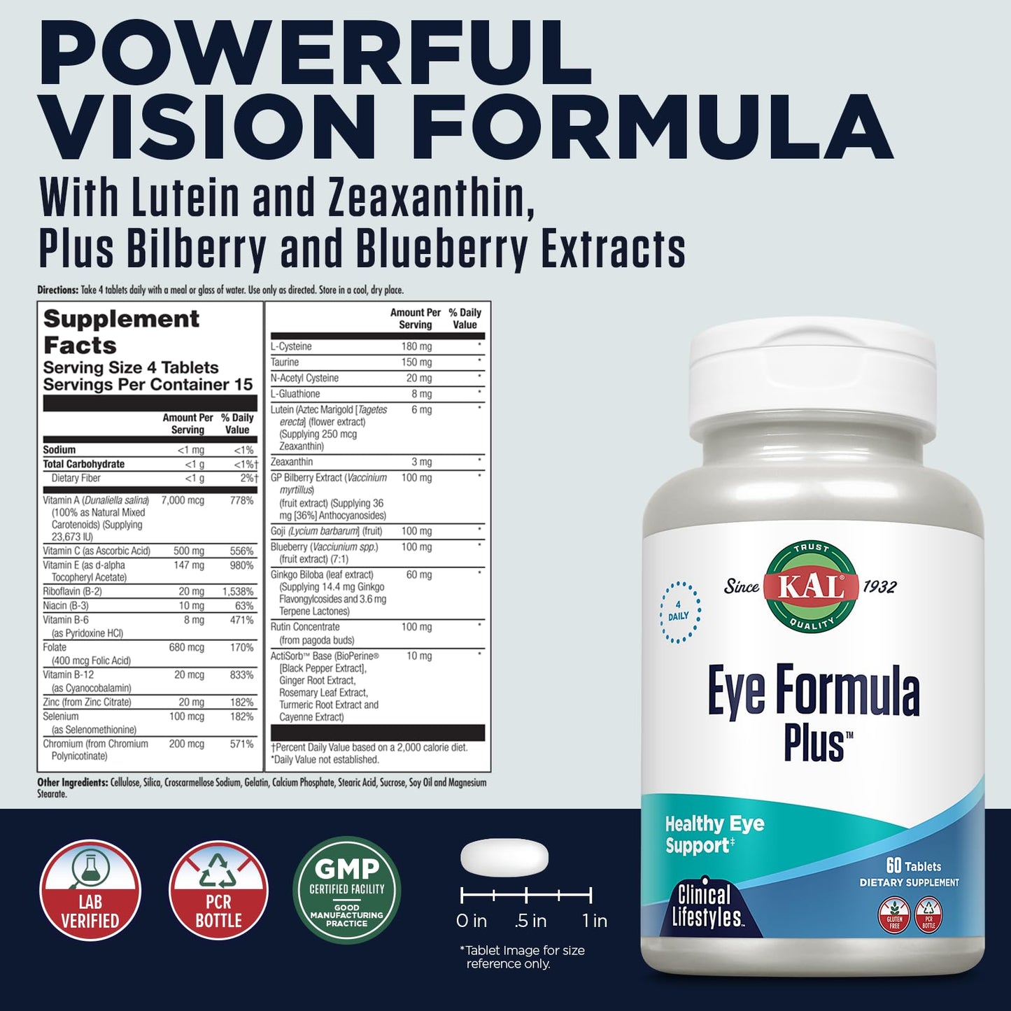 KAL Eye Formula Plus – Eye Care & Vision Supplements with Lutein & Zeaxanthin