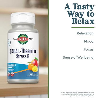KAL GABA L-Theanine Stress Lozenges – Mango Tangerine, Vegan, 50 Servings