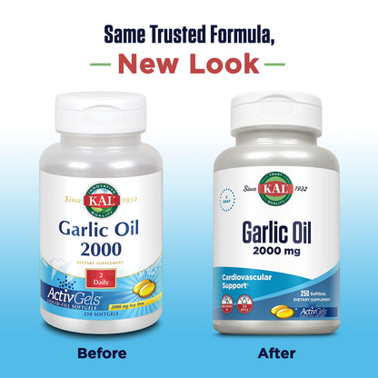 KAL Garlic Oil 2000 Softgels – 250 Count | Garlic Oil 500:1