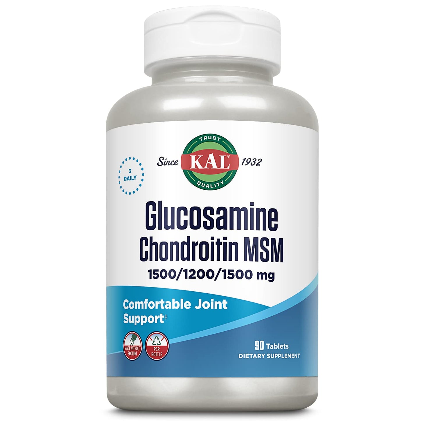 KAL Glucosamine Chondroitin MSM - Joint Support (1500/1200/1500 mg) - 60-Day Guarantee