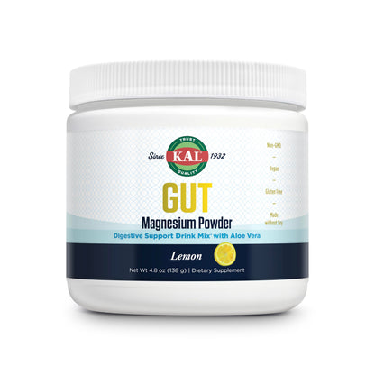 KAL Gut Magnesium Plus Aloe Vera Powder – Lemon Drink Mix | No Sugar | 60-Day Guarantee | 40 Servings