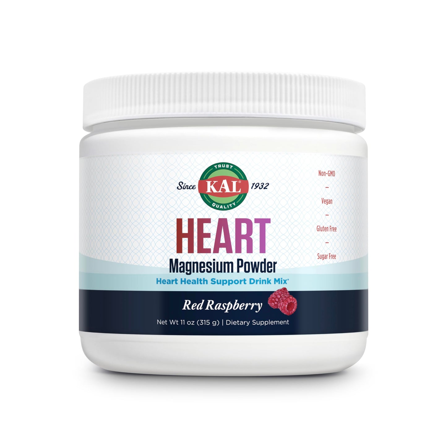 KAL Heart Magnesium Powder – Red Raspberry Flavor, 70 Servings, 11 oz