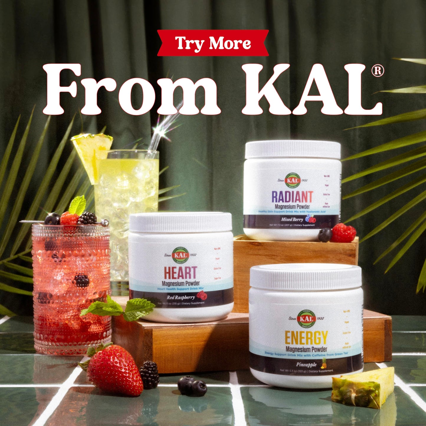 KAL Heart Magnesium Powder – Red Raspberry Flavor, 70 Servings, 11 oz