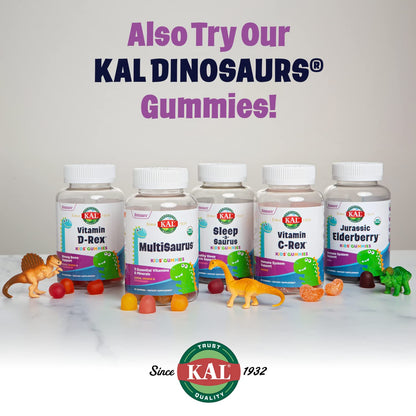 KAL Kids Zinc Elderberry Dinosaurs – Immune Support for Children, Vegan, 90 Servings