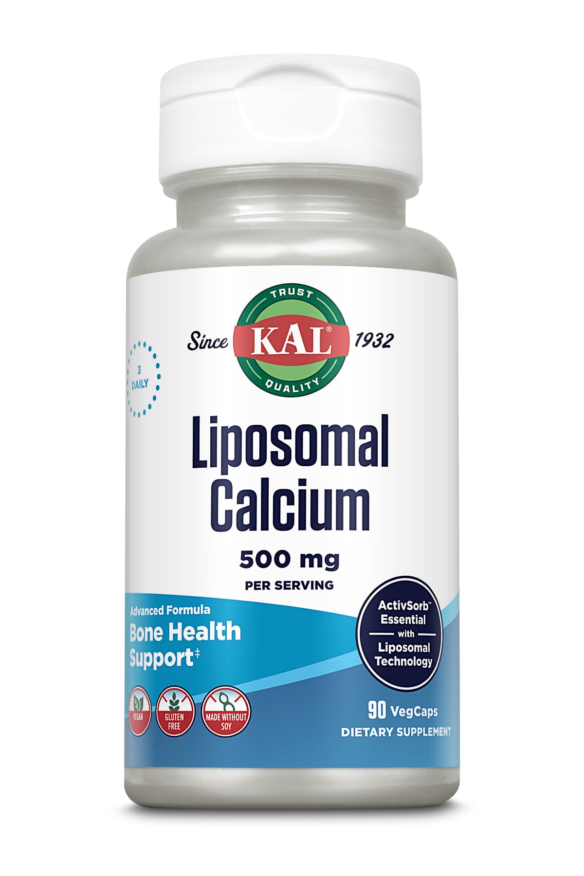 KAL Liposomal Calcium 500 mg – High-Absorption Calcium Supplement | Vegan, Gluten Free, No Soy