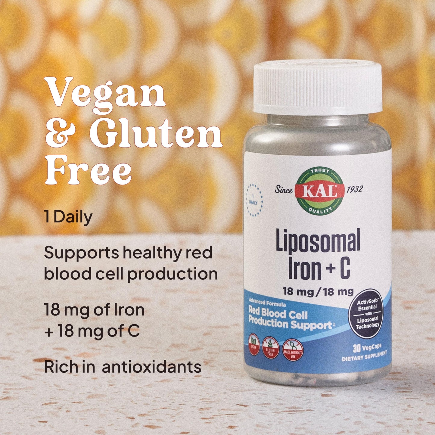 KAL Liposomal Iron with Vitamin C | High-Absorption Iron Supplement