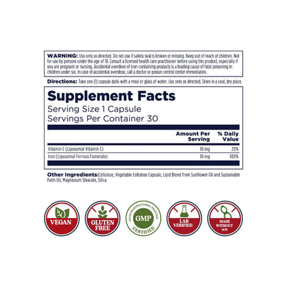 KAL Liposomal Iron with Vitamin C | High-Absorption Iron Supplement