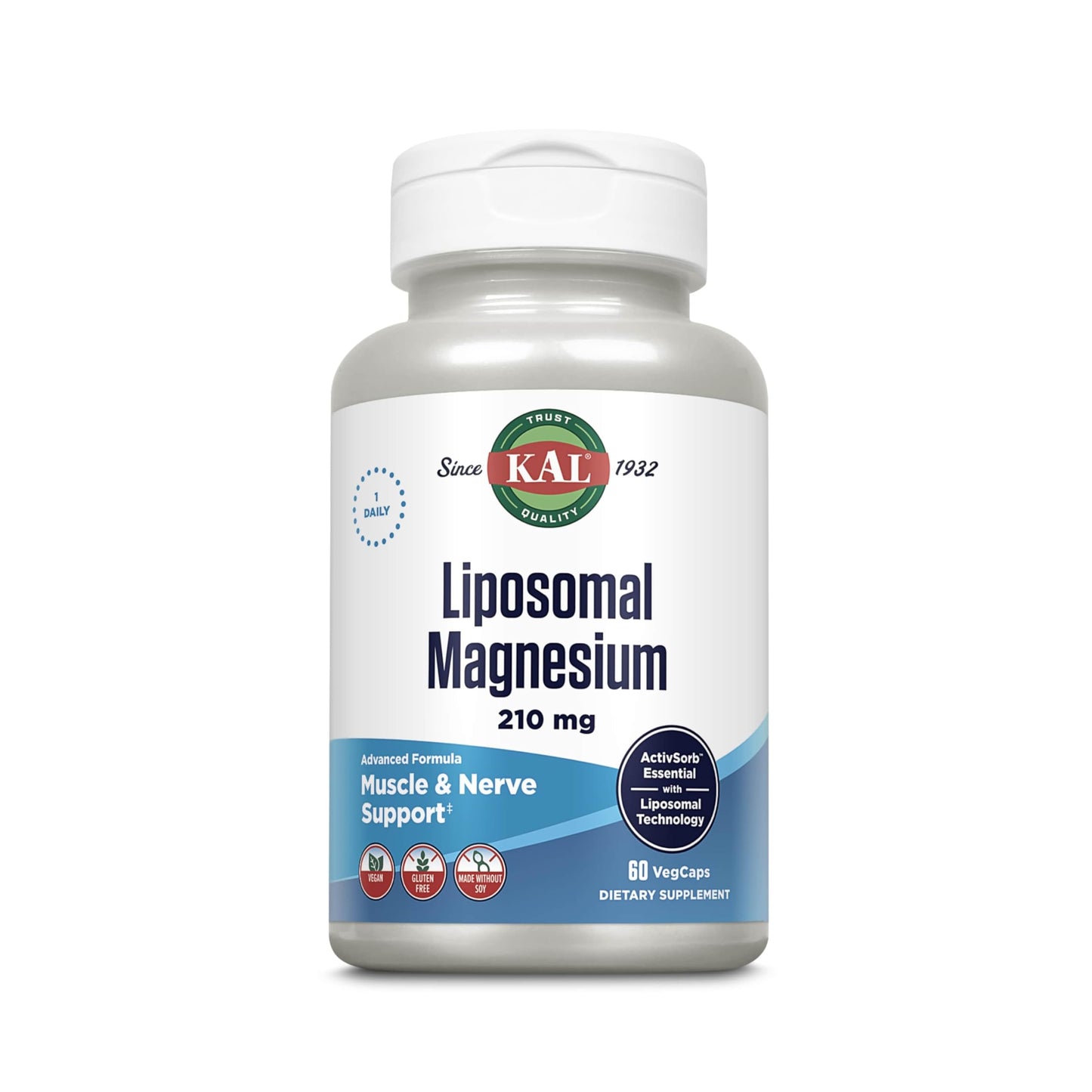 KAL Liposomal Magnesium Oxide 210 mg | High Absorption, Vegan, Gluten Free | 60 Servings