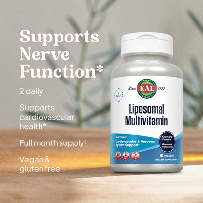 KAL Liposomal Multivitamin – High Potency Liposomal Vitamin C, D-3 & B Complex | 60 VegCaps