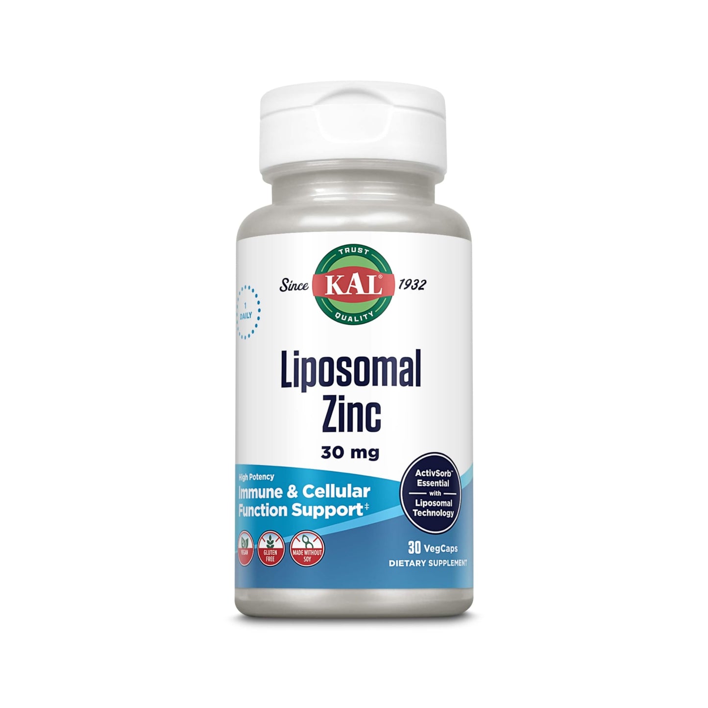 KAL Liposomal Zinc 30mg – Immune Support, Enhanced Absorption, Vegan | 30 Servings