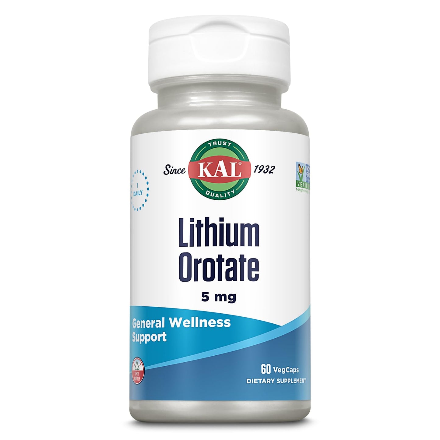 KAL Lithium Orotate 5mg | Mood Support & Bioavailability | Organic Rice Bran Base | 60 VegCaps