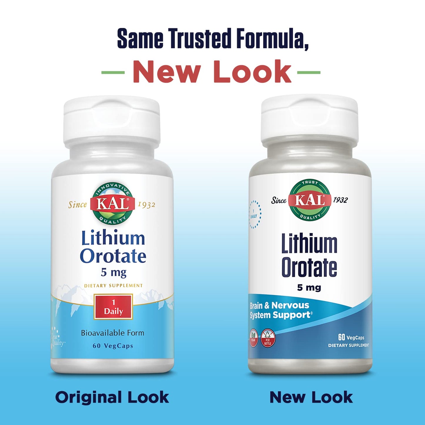 KAL Lithium Orotate 5mg | Mood Support & Bioavailability | Organic Rice Bran Base | 60 VegCaps