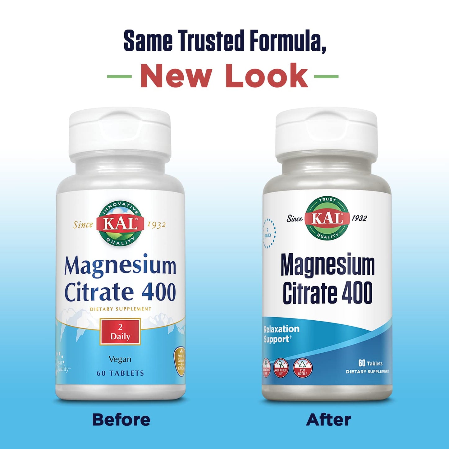KAL Magnesium Citrate 400mg – Fast-Acting ActivTabs, Vegan & Gluten Free