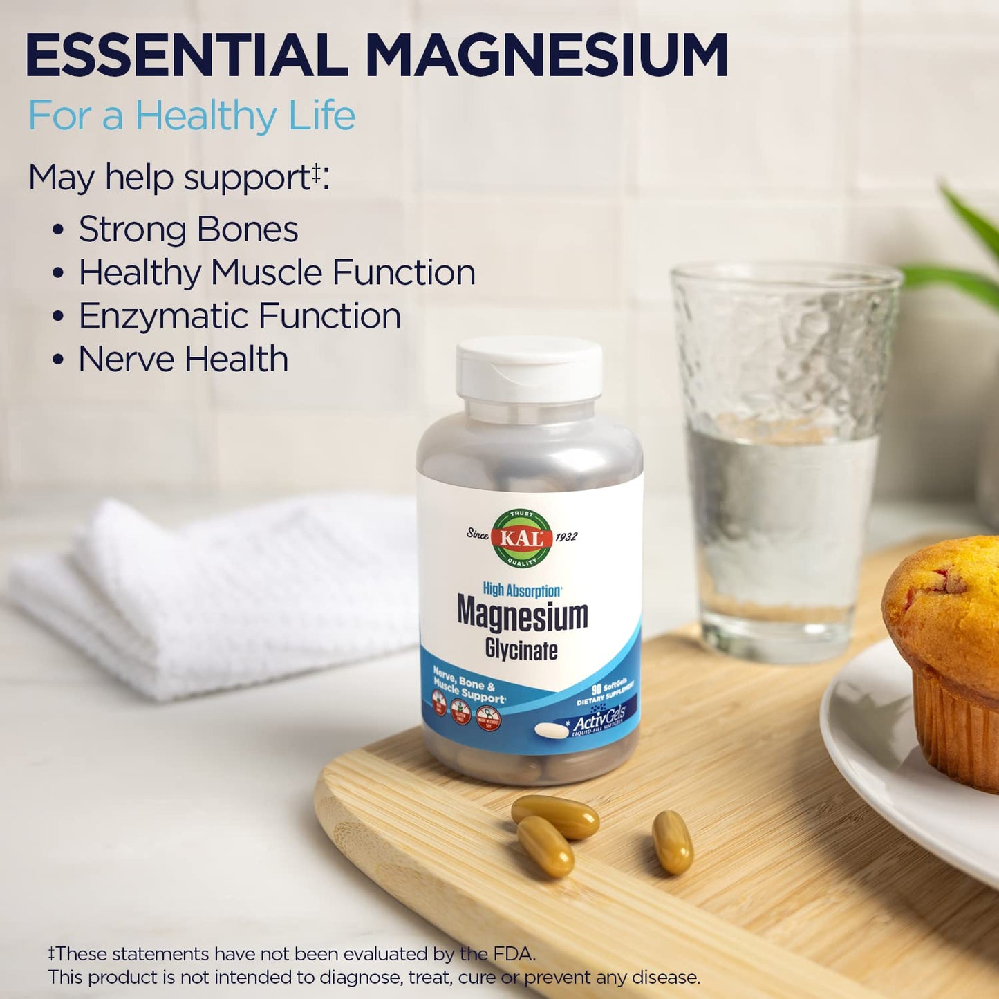KAL Magnesium Glycinate ActivGels 315mg | High Absorption Magnesium