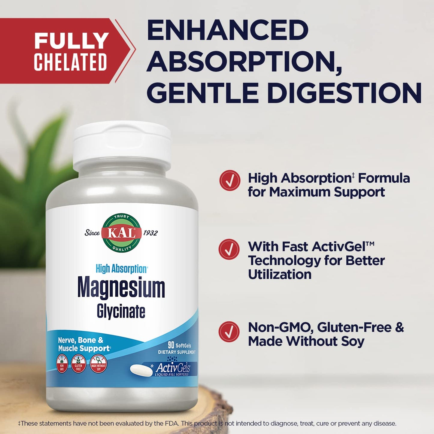 KAL Magnesium Glycinate ActivGels 315mg | High Absorption Magnesium